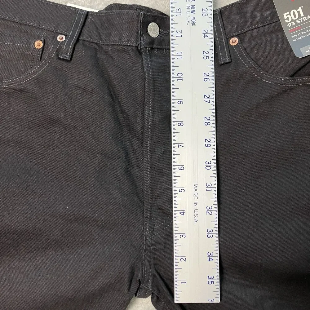 Levi's 501 Jeans Mens 36x36 Black 93’ Straight Denim Button Fly Regular Fit Tall